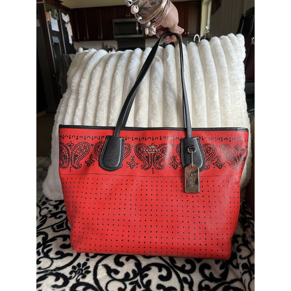 Coach Taxi Tote 36357 red bandana